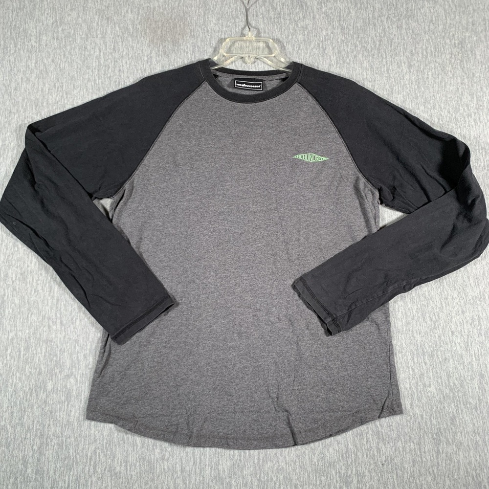 The Hundreds Shirt Mens XL Gray Black Raglan Long Sleeve Logo Skatewear‎